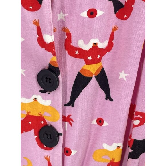 Nooworks Magic Suit Jumpsuit Stargirl Print Pink Sleeveless Sz M - Picture 4 of 7